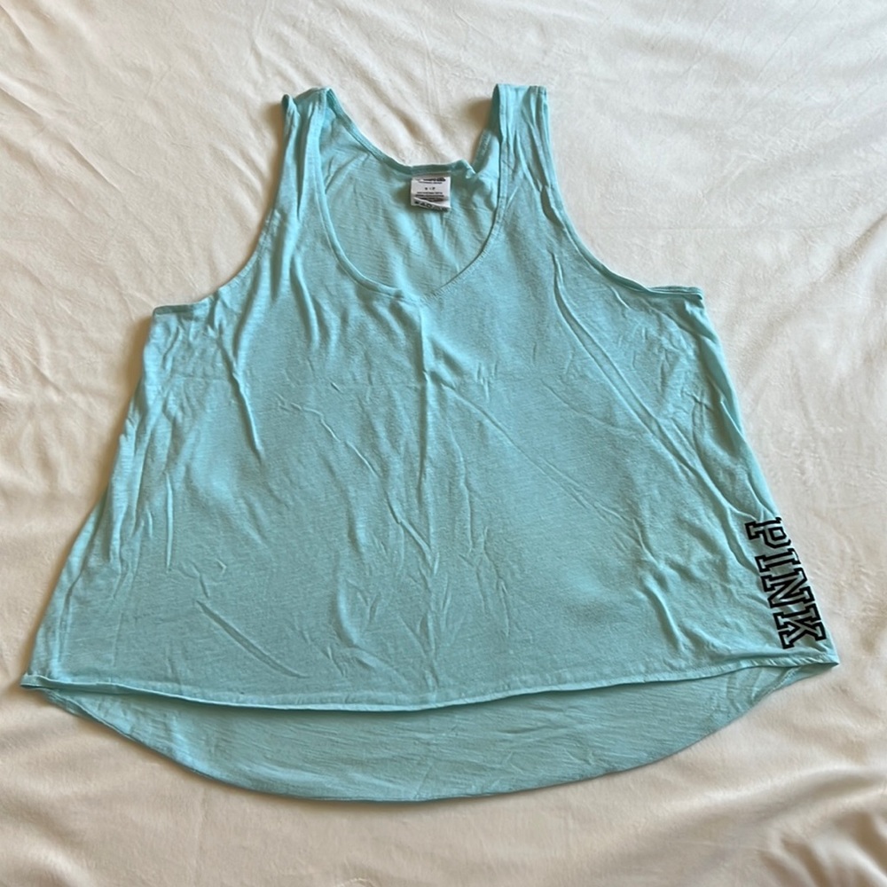 VS PINK Light Blue Graphic Tank
